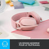 Logitech - Casco di ascolto wireless leggero con micro anti -noise di sfondo - Vibe 100 - Rose Zone