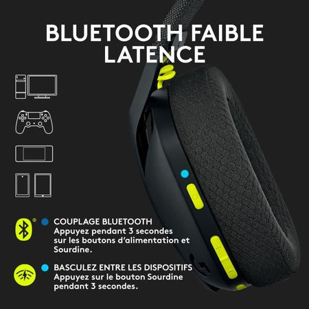 Logitech Wireless Gaming Headset - G435 LIGHTSPEED - NERO - Bluetooth leggero con microfono integrato per Dolby Atmos, PC, PS4, PS5, Mobile