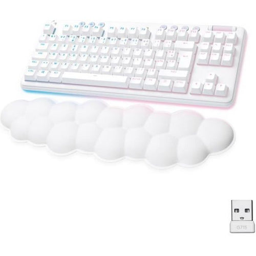 Logitech G - Tastiera da gioco - G715 Linear Wireless Mechanical (GX Red) con poggiapolsi - White Mist