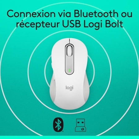Mouse wireless Logitech Signature M650 - Silenzioso, Bluetooth, pulsanti programmabili - Bianco