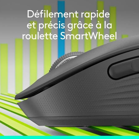 Mouse wireless Logitech Signature M650 L - Dimensioni grandi e silenziose, Bluetooth, pulsanti programmabili - Grafite