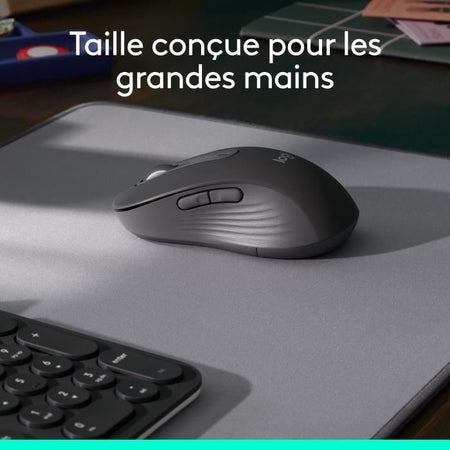 Mouse wireless Logitech Signature M650 L - Dimensioni grandi e silenziose, Bluetooth, pulsanti programmabili - Grafite