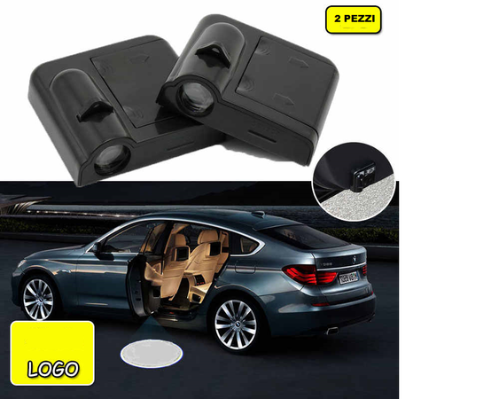 KIT LUCI LED LOGO PROIETTORE PORTIERA BMW MSPORT BATTERIA SENSORE MAGNETE UNIVERSALE