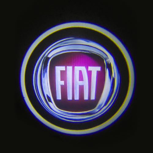 KIT LUCI LED LOGO PROIETTORE FIAT ROSSO A BATTERIA CON SENSORE MAGNETE UNIVERSALE