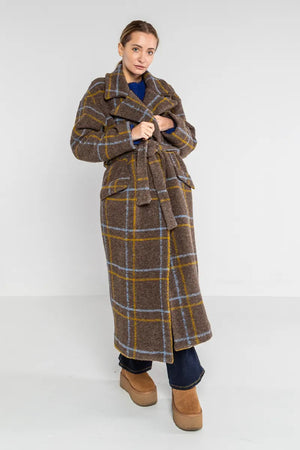 LOKITA | Cappotto lungo a quadri misto lana vergine