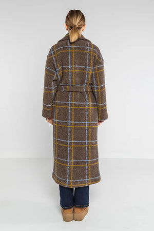 LOKITA | Cappotto lungo a quadri misto lana vergine
