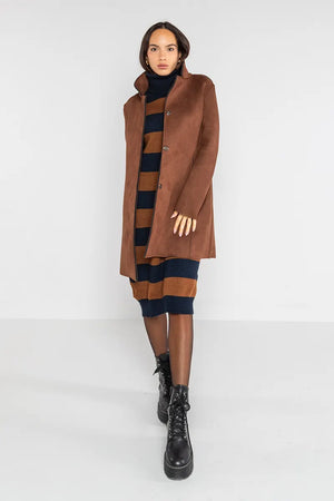 LOKITA | Cappotto tessuto accoppiato effetto camoscio