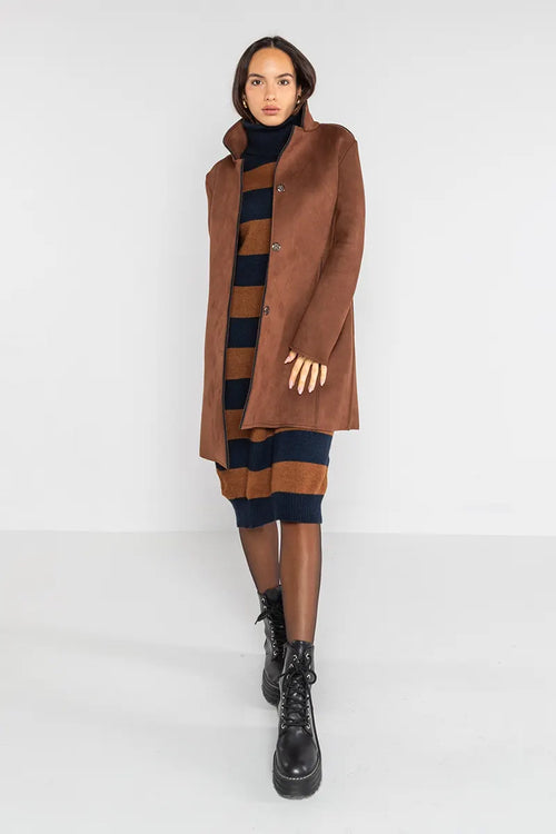LOKITA | Cappotto tessuto accoppiato effetto camoscio