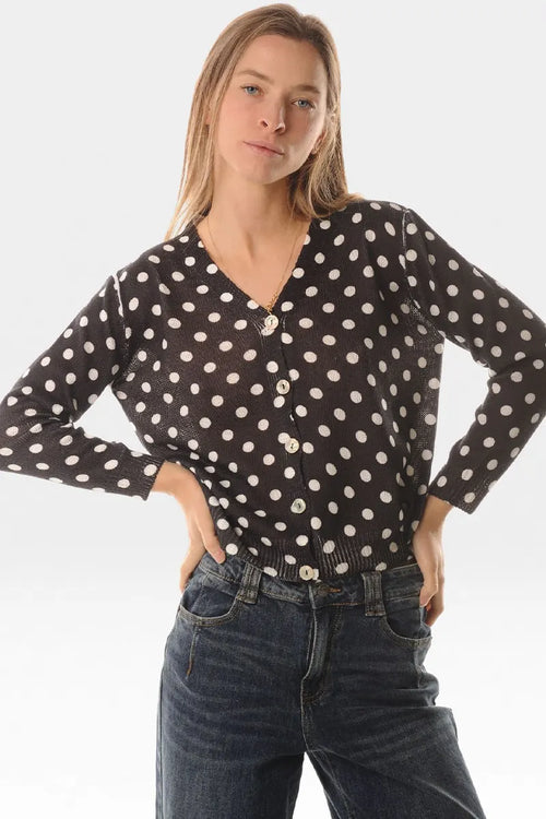 LOKITA | Cardigan in maglia stampa pois