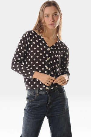 LOKITA | Cardigan in maglia stampa pois