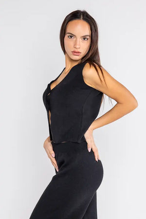 LOKITA | Gilet in maglia bottoni oro