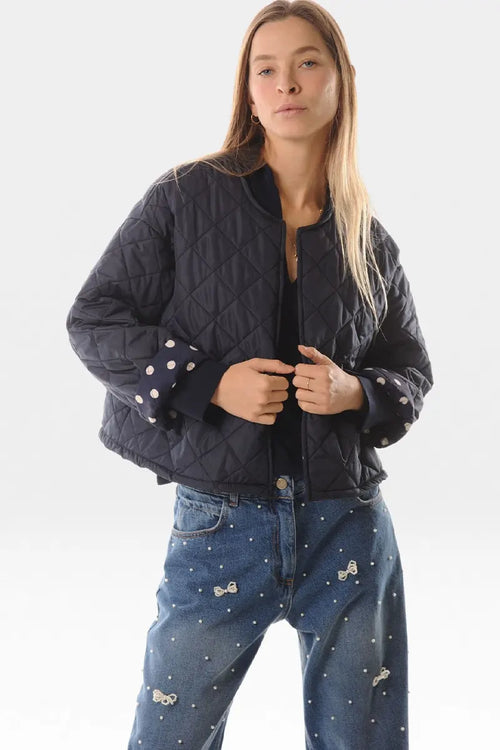 LOKITA | Giubbotto corto trapuntato fodera a pois