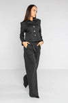 LOKITA | Pantalone elastico in tessuto gessato
