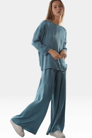 LOKITA | Pantalone palazzo raso pesante viscosa