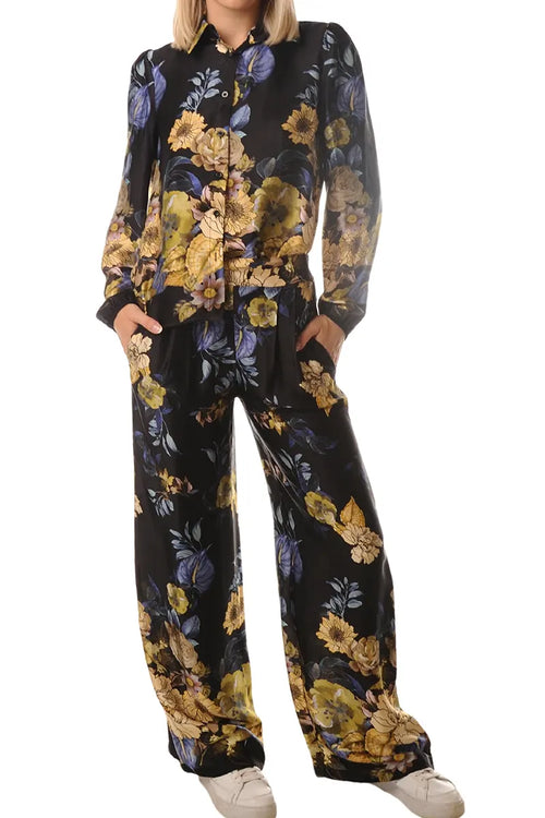LOKITA | Pantalone palazzo raso viscosa fantasia