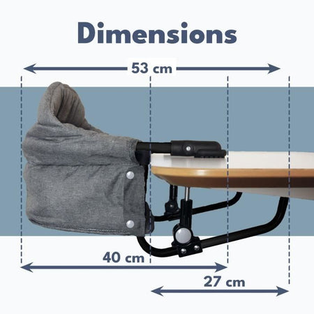 Sedile da tavolo BAMBISOL - Schienale comfort - Rivestimento sfoderabile e lavabile in lavatrice - Fissaggio multipunto