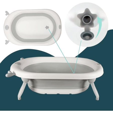 Vasca da bagno pieghevole - 23x80x49 cm - Bianco grigio - LOOPING