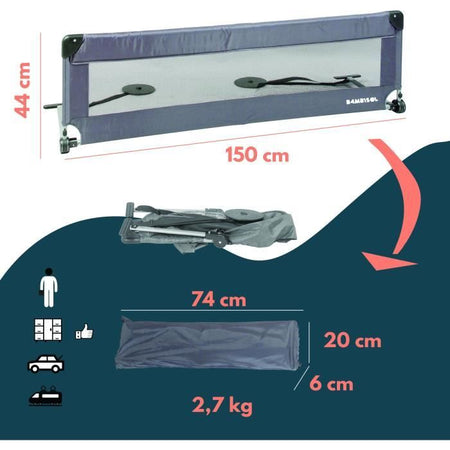 Sponda letto - LOOPING - BL5003G - Pieghevole - Grigio