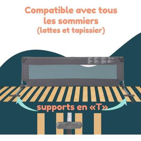 Sponda letto - LOOPING - BL5003G - Pieghevole - Grigio