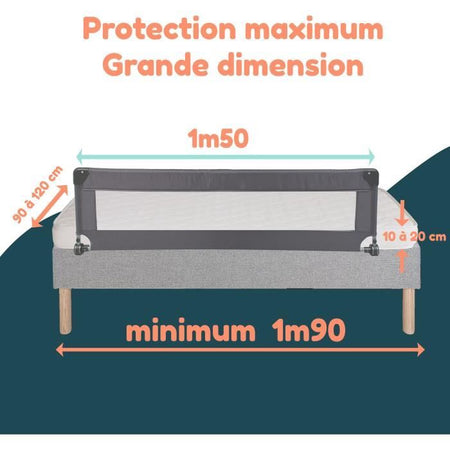 Sponda letto - LOOPING - BL5003G - Pieghevole - Grigio