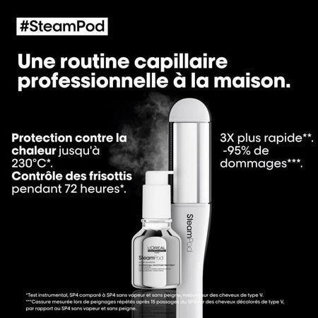 SteamPod 4 - Piastra e arricciacapelli professionale a vapore - L'OREAL PROFESSIONNEL - 3 Temperature - Strumento + Trattamento Lisciante Concentrato