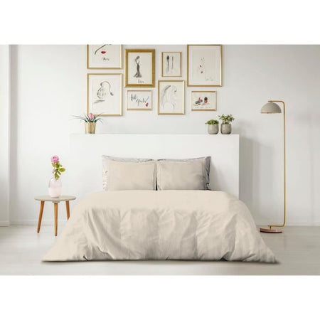 COMPLETO PIUMINO LOVELY HOME - 220x240 cm - 100% COTONE - BEIGE CREMA