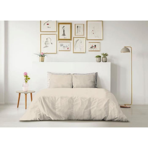 COMPLETO PIUMINO LOVELY HOME - 240x260 cm - 100% COTONE - BEIGE CREMA
