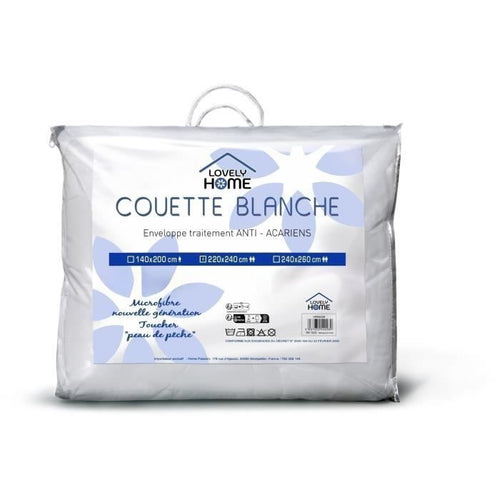 Piumino 240 x 260 cm - LOVELY HOME - Caldo - 450 g/m - Antiacaro - 2 persone - Bianco