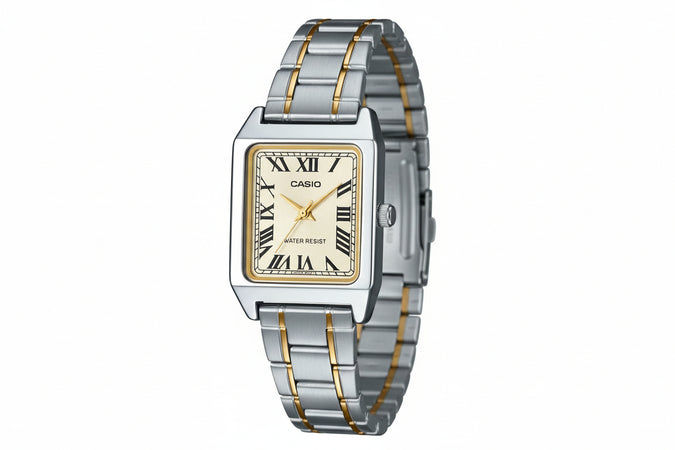 CASIO COLLECTION Mod. LADY TANK, SILVER&GOLD - CHAMPAGNE, ALLOY