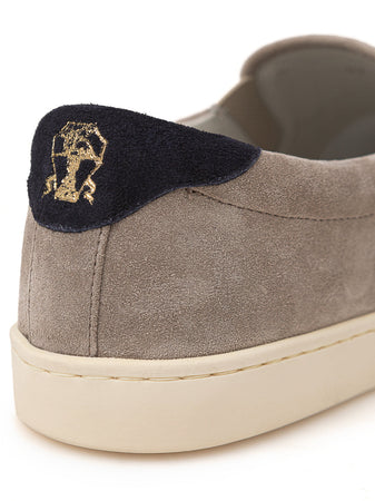 Brunello Cucinelli Slip on in Suede Tortora da uomo