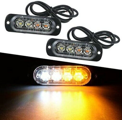 LUCE INGOMBRO STROBO FLASH 12-24V 8W EMERGENZA BIANCO+GIALLO TUNING SOCCORSO