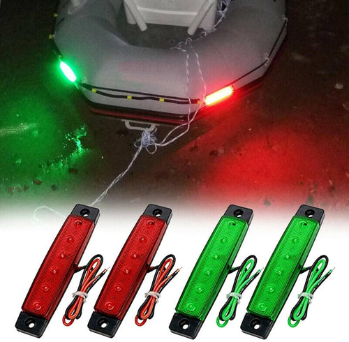 2 LUCI DI VIA BARCA YATCH NAVE 12-24V FANALINI IMPERMEABILI ROSSO E VERDE ALTA LUMINOSITA' VISIBILITA'SEGNALAZIONE MARINA FANALI DI VIA