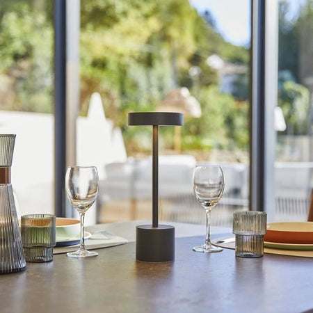 Lampada da tavolo senza fili - LUMISKY - ROBY - H30 cm - Aluminium Touch - Grigio scuro - LED