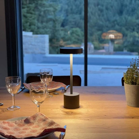 Lampada da tavolo senza fili - LUMISKY - ROBY - H30 cm - Aluminium Touch - Grigio scuro - LED