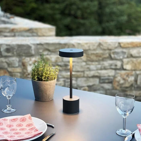 Lampada da tavolo senza fili - LUMISKY - ROBY - H30 cm - Aluminium Touch - Grigio scuro - LED