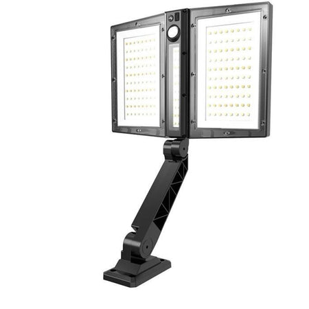 Faretto solare - LUMISKY - CLIPPER BLACK - 37 cm - 2 teste nere - Rilevatore di movimento orientabile - LED bianco