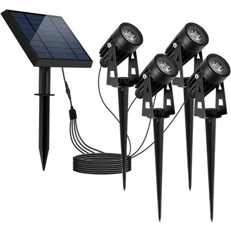 Quattro faretti solari 4 in 1 da attaccare o fissare - LUMISKY - ROUNDY - H27 cm - LED bianco freddo