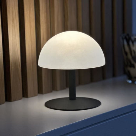 Lampada da tavolo senza fili - LUMISKY - NEPTUNE ROCK - H20 cm - Base in acciaio - Grigio - Bianco caldo e LED bianco