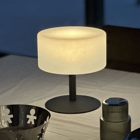 Lampada da tavolo senza fili - LUMISKY - ATLAS Rock - H20 cm - Base in acciaio - Grigio - Bianco caldo e LED bianco