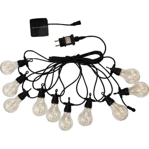 Ghirlanda luminosa da esterno - LUMISKY - PARTY CLEAR HYBRID - 7,50 m - Solare e di rete - 10 globi - LED bianco caldo