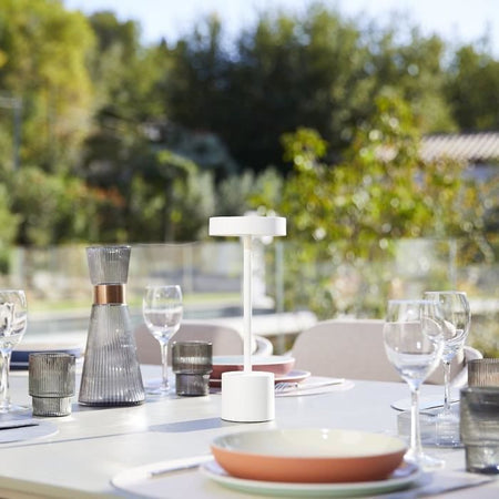 Lampada da tavolo senza fili - LUMISKY - ROBY WHITE - H30 cm - Aluminium Touch - Bianco opaco - LED