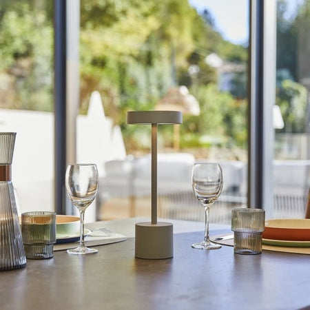 Lampada da tavolo senza fili - LUMISKY - ROBY GRAY - H30 cm - Alluminio Touch - Grigio chiaro - LED