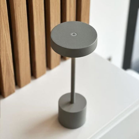 Lampada da tavolo senza fili - LUMISKY - ROBY GRAY - H30 cm - Alluminio Touch - Grigio chiaro - LED