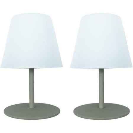 Set di 2 lampade da tavolo senza fili - LUMISKY - TWINS - Oliva - H16 cm - LED