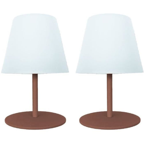 Set di 2 lampade da tavolo senza fili - LUMISKY - TWINS - Terracotta - H16 cm - LED