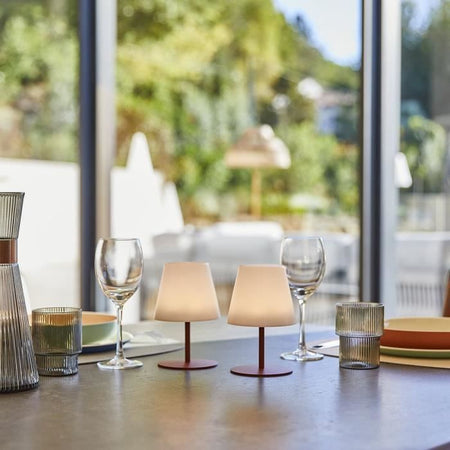 Set di 2 lampade da tavolo senza fili - LUMISKY - TWINS - Terracotta - H16 cm - LED