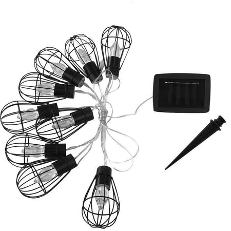 LUMIJARDIN Ghirlanda solare a gabbia keniana con 10 lampadine decorative