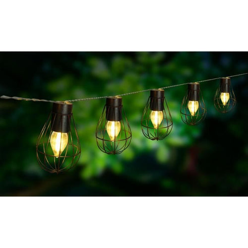 LUMIJARDIN Ghirlanda solare a gabbia keniana con 10 lampadine decorative