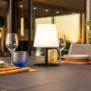 Lampada da tavolo senza fili - LUMISKY - STANDY MINI Dark - H25 cm - Base in acciaio nero - Bianco caldo e LED bianco