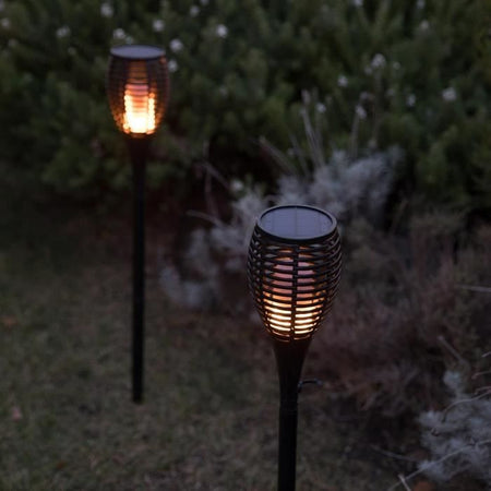 LUMI GARDEN Set di 2 mini torce solari Maity Sun - Effetto fiamma - LED - H 70 cm - Bianco caldo